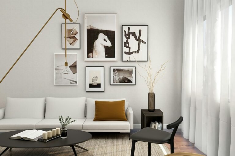 3D butterfly wall decor mood: a white sofa in a living room with framed art above