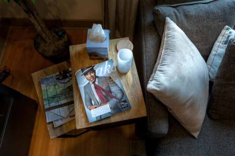 Absorbent coasters under drinks on a wooden coffee table