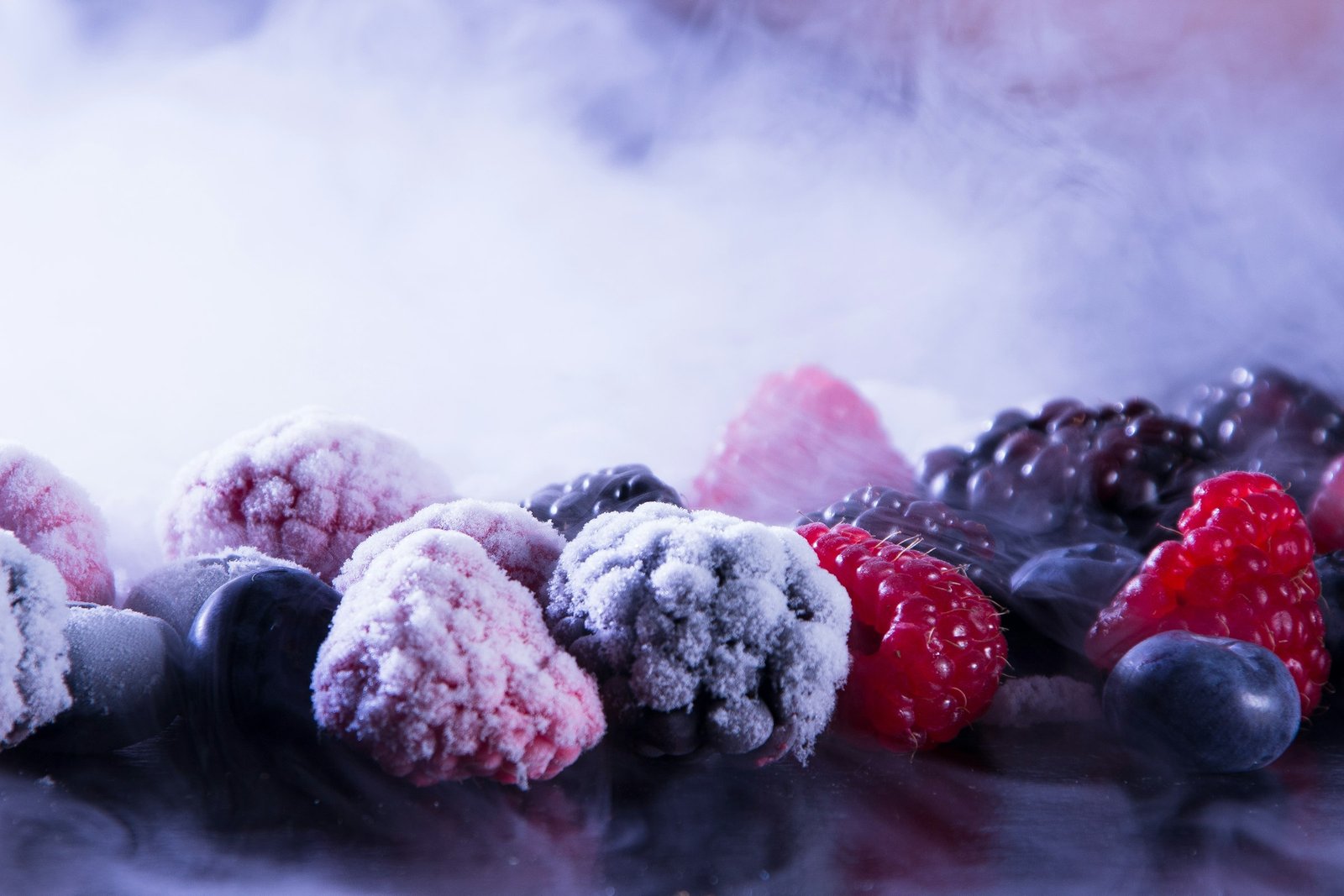 Best chest freezer storage: frosty frozen raspberries, blackberries and blueberries kept at 0°F