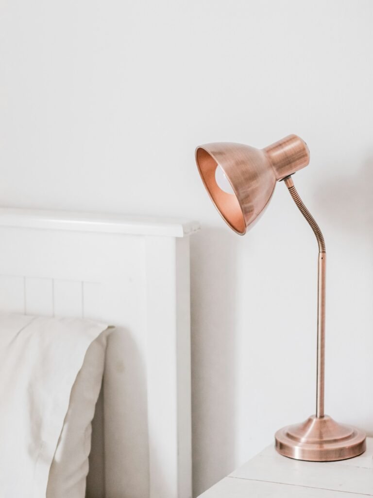 Gold cordless mushroom lamp idea for a bedside table