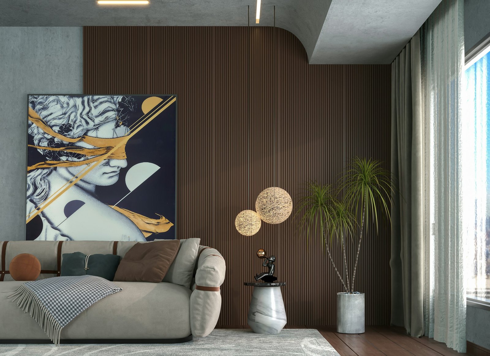 DIY canvas wall art: a large painting on a living room wall