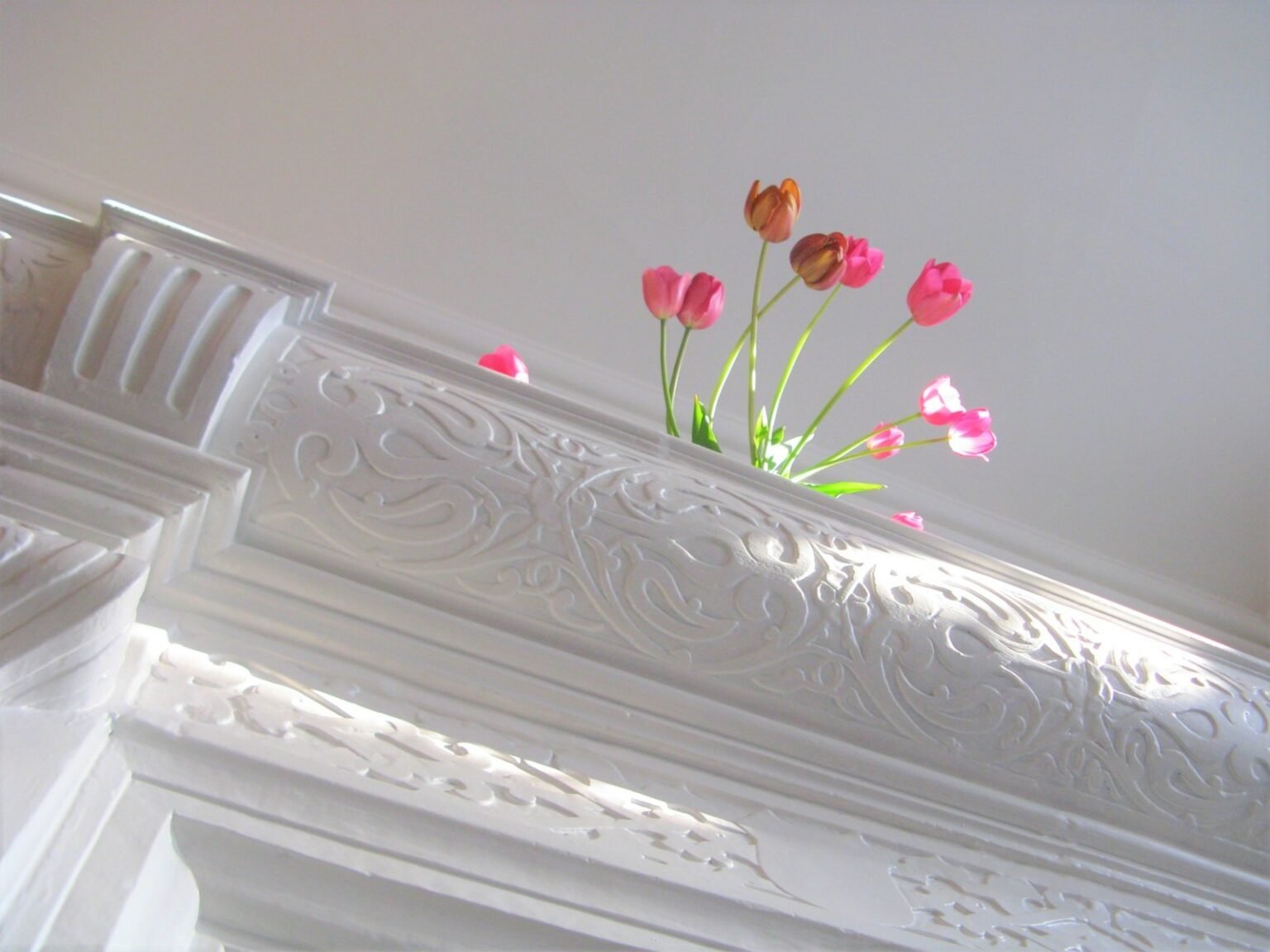 A bunch of flowers in a vase