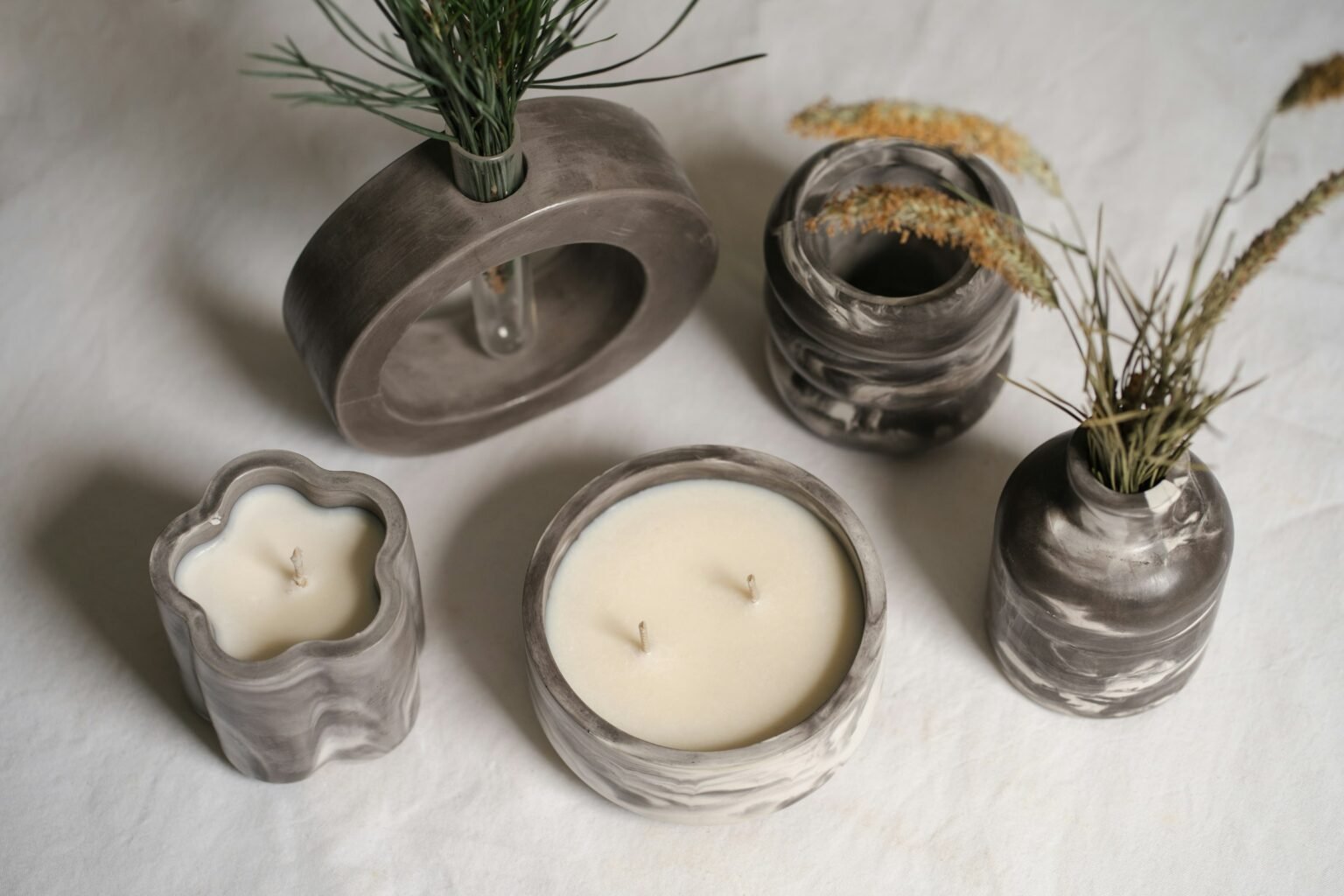 Candle warmer lamp idea: candles glowing on a table in a cozy room