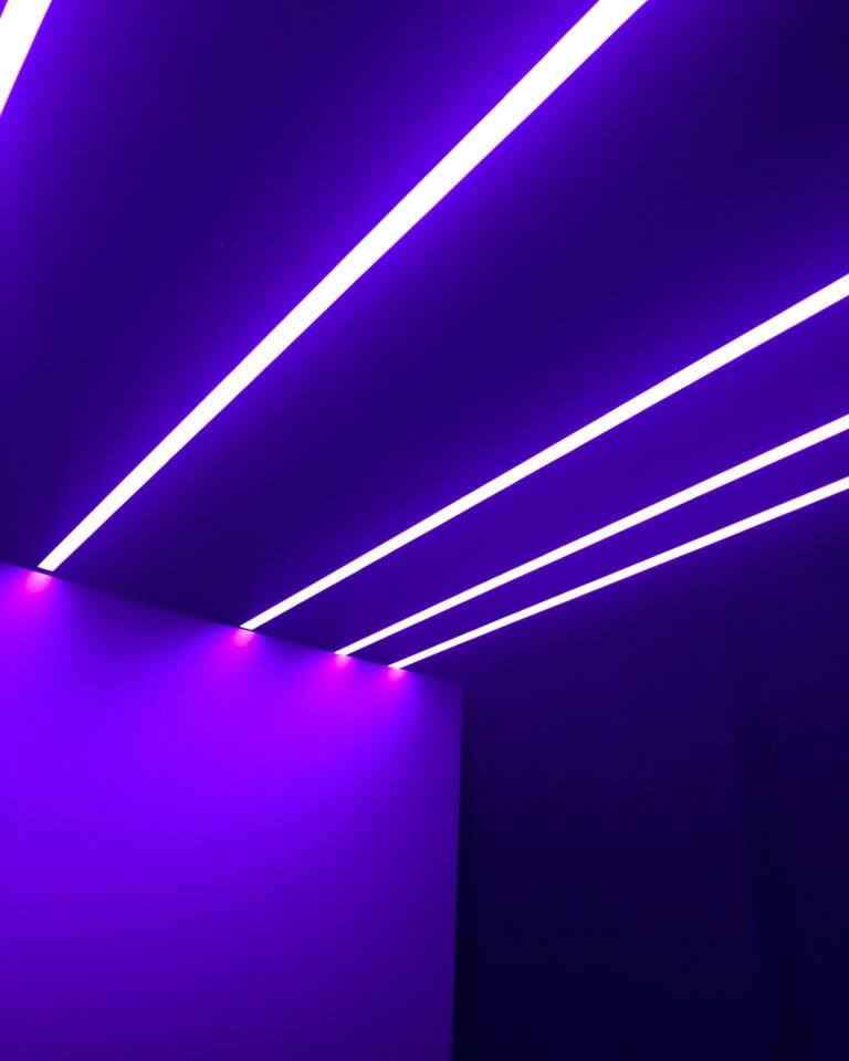 Purple accent glow in a room lit with RGBIC LED strip lights