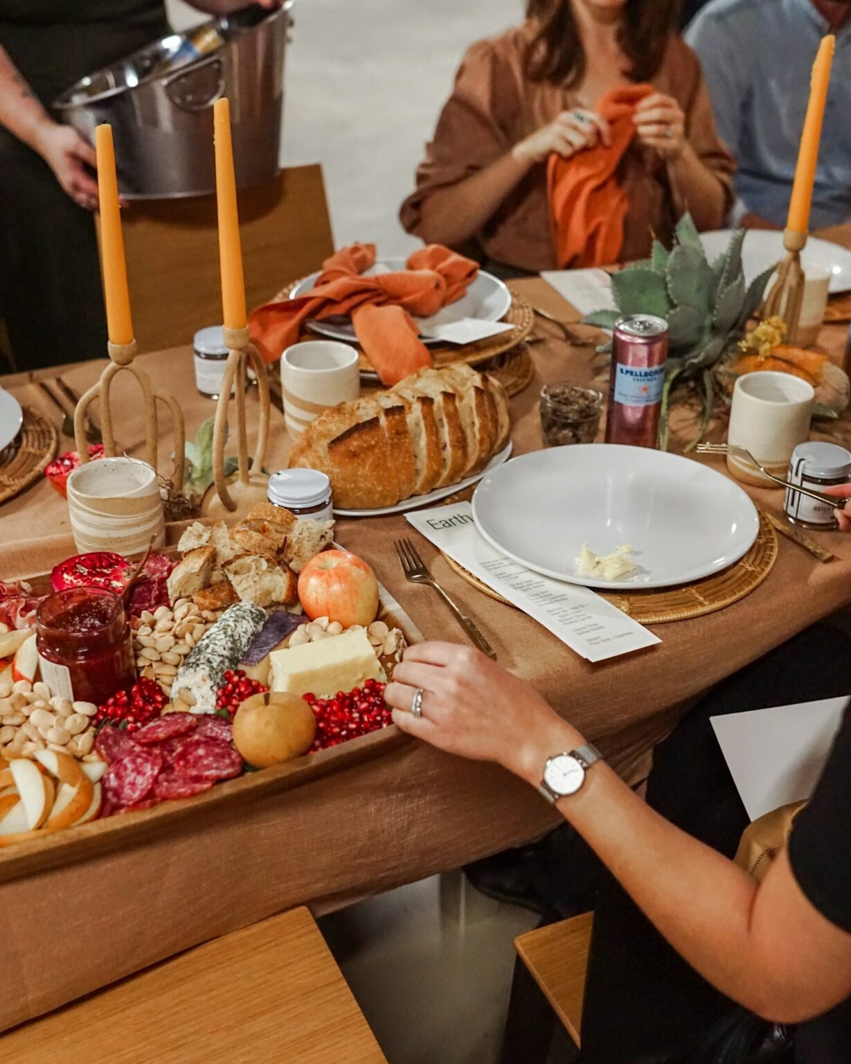 Cheese, bread and snacks before Thanksgiving dinner