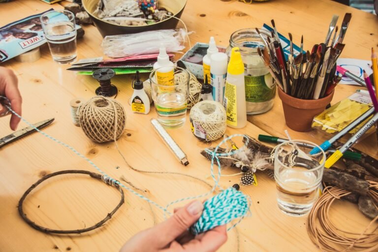 Craft supplies on a table