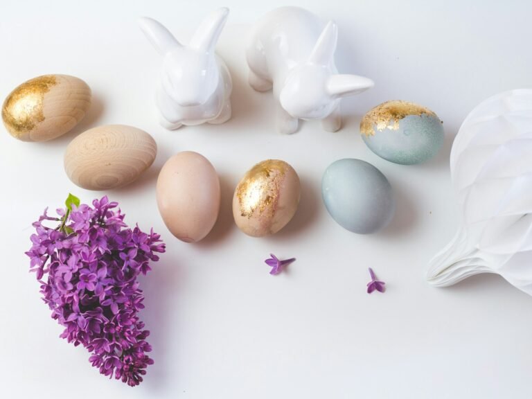 Easter eggs and spring flowers