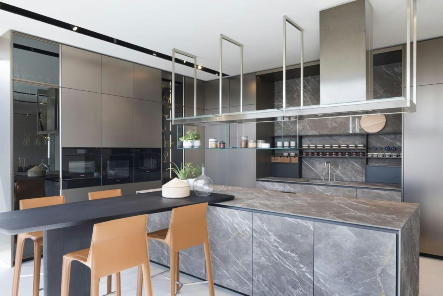 Modern kitchen with an island and dining area