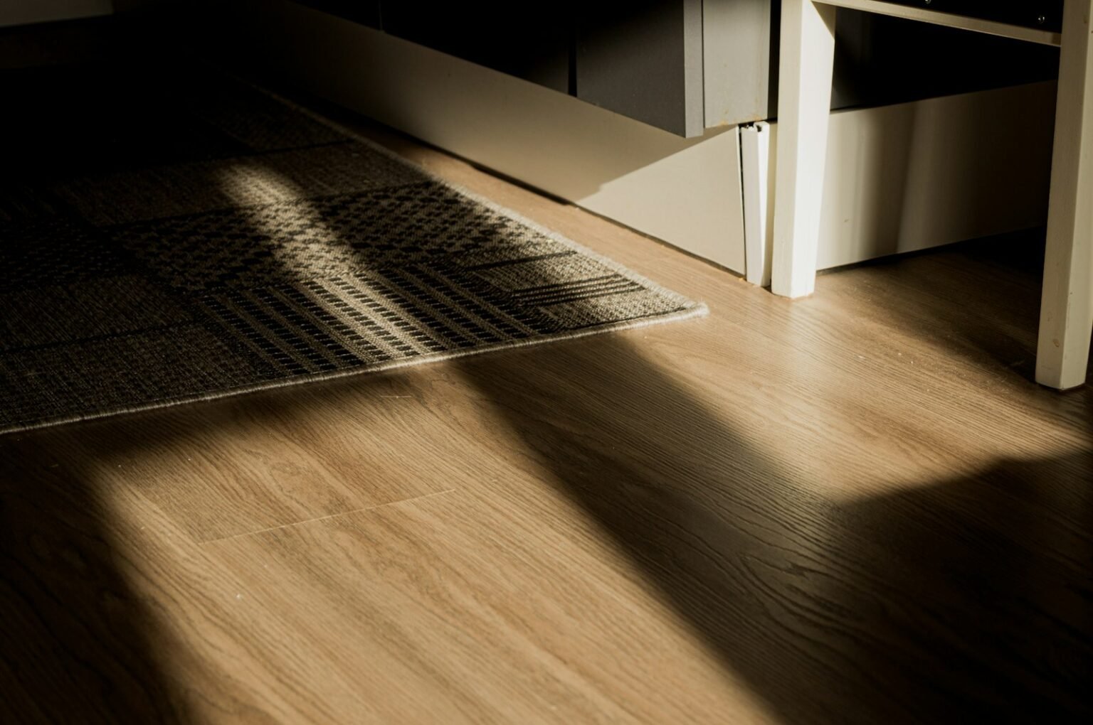Wood-look floor with a rug