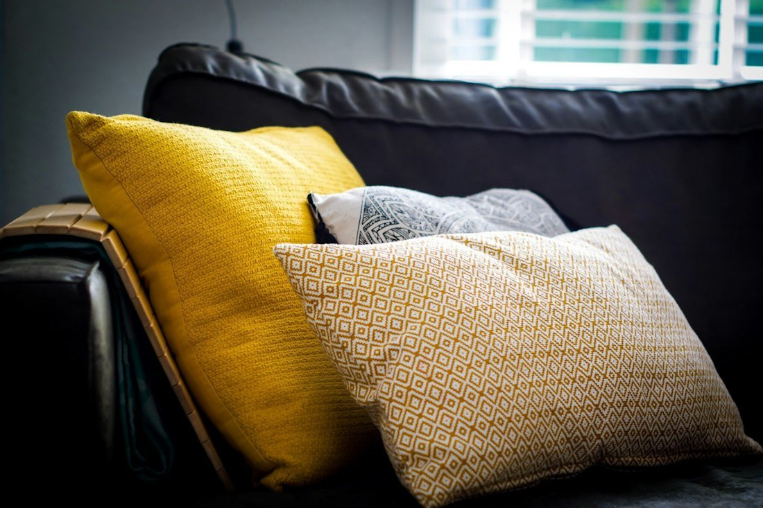 Sofa with throw pillows