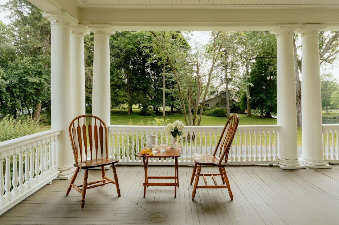 Front porch with chairs