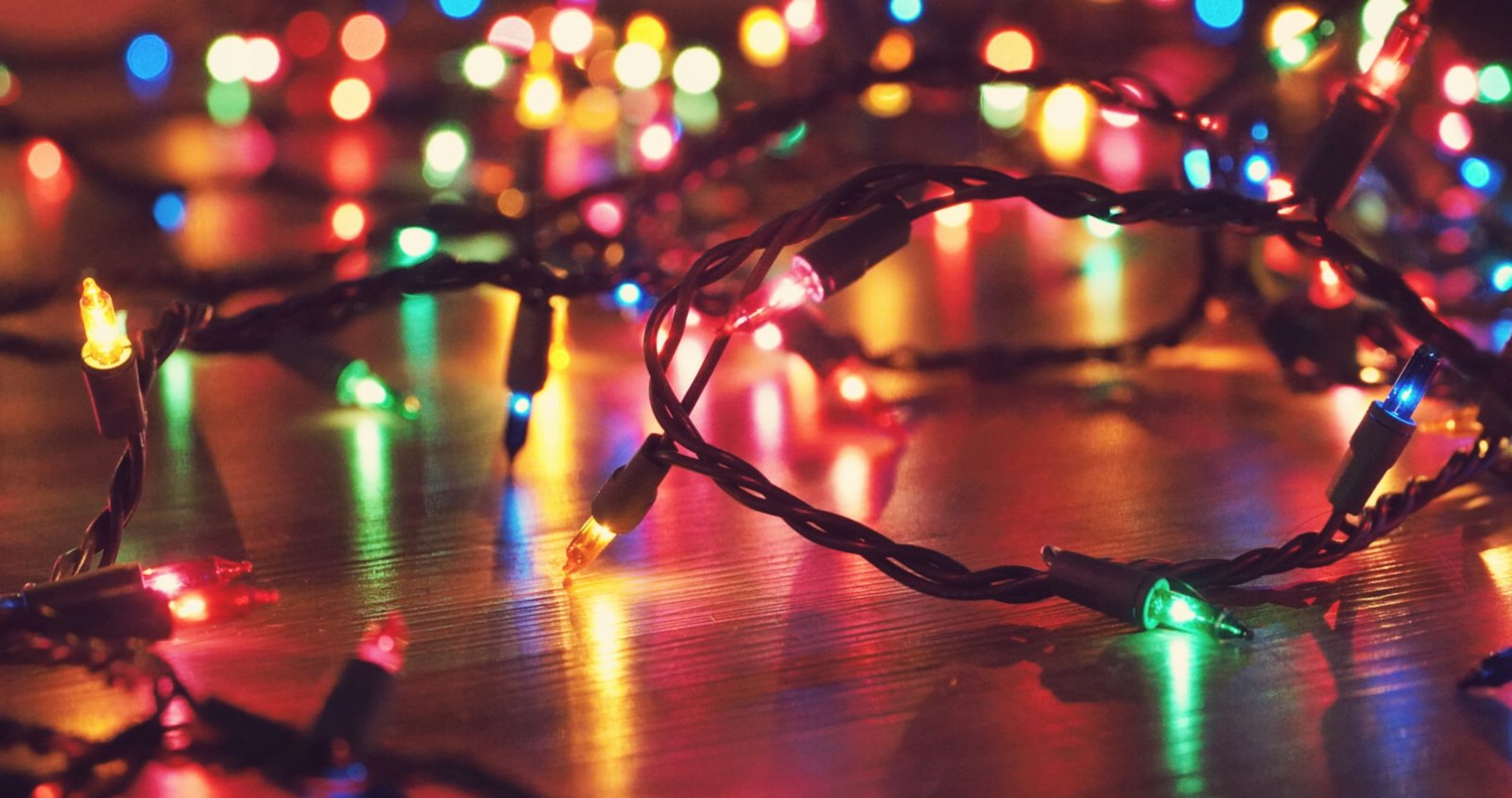 Warm string lights glowing