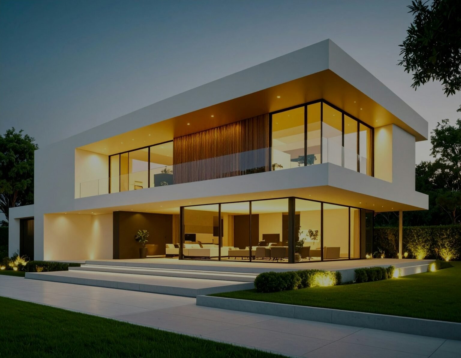 Mortgage on 500k house – Modern house glowing with lights