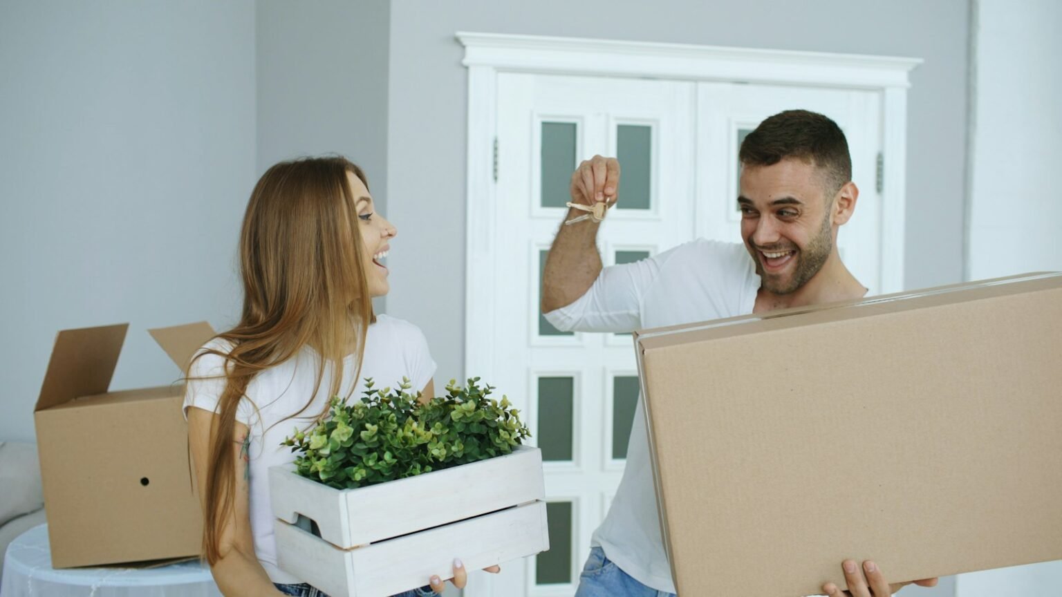 Couple moving into a new home