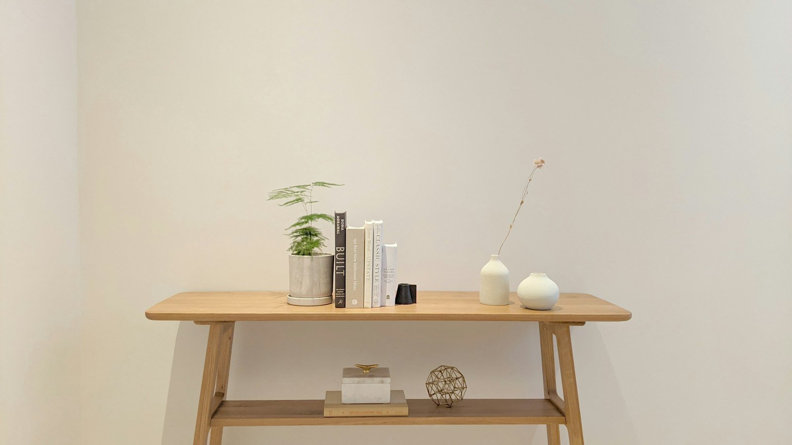 Simple console table with decor