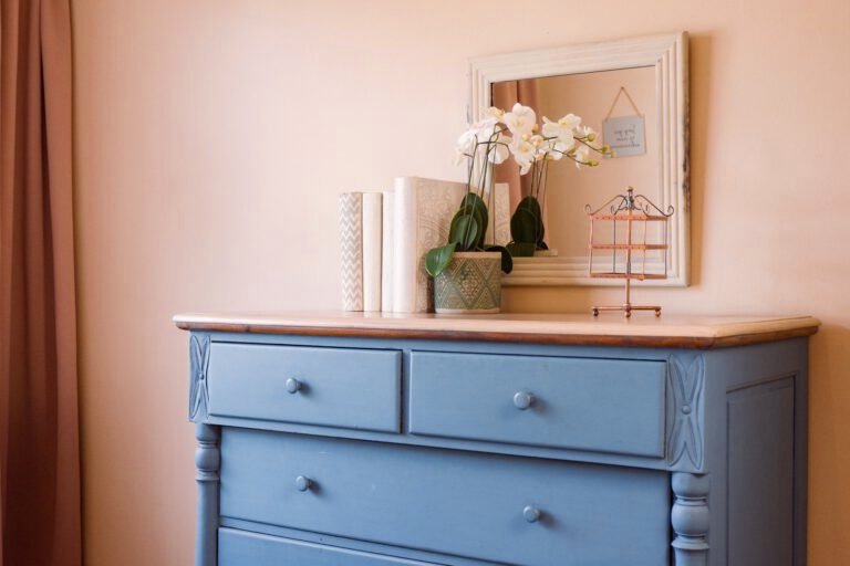 Blue painted dresser