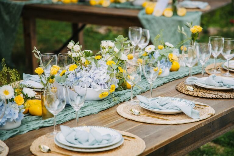 Spring table with flowers