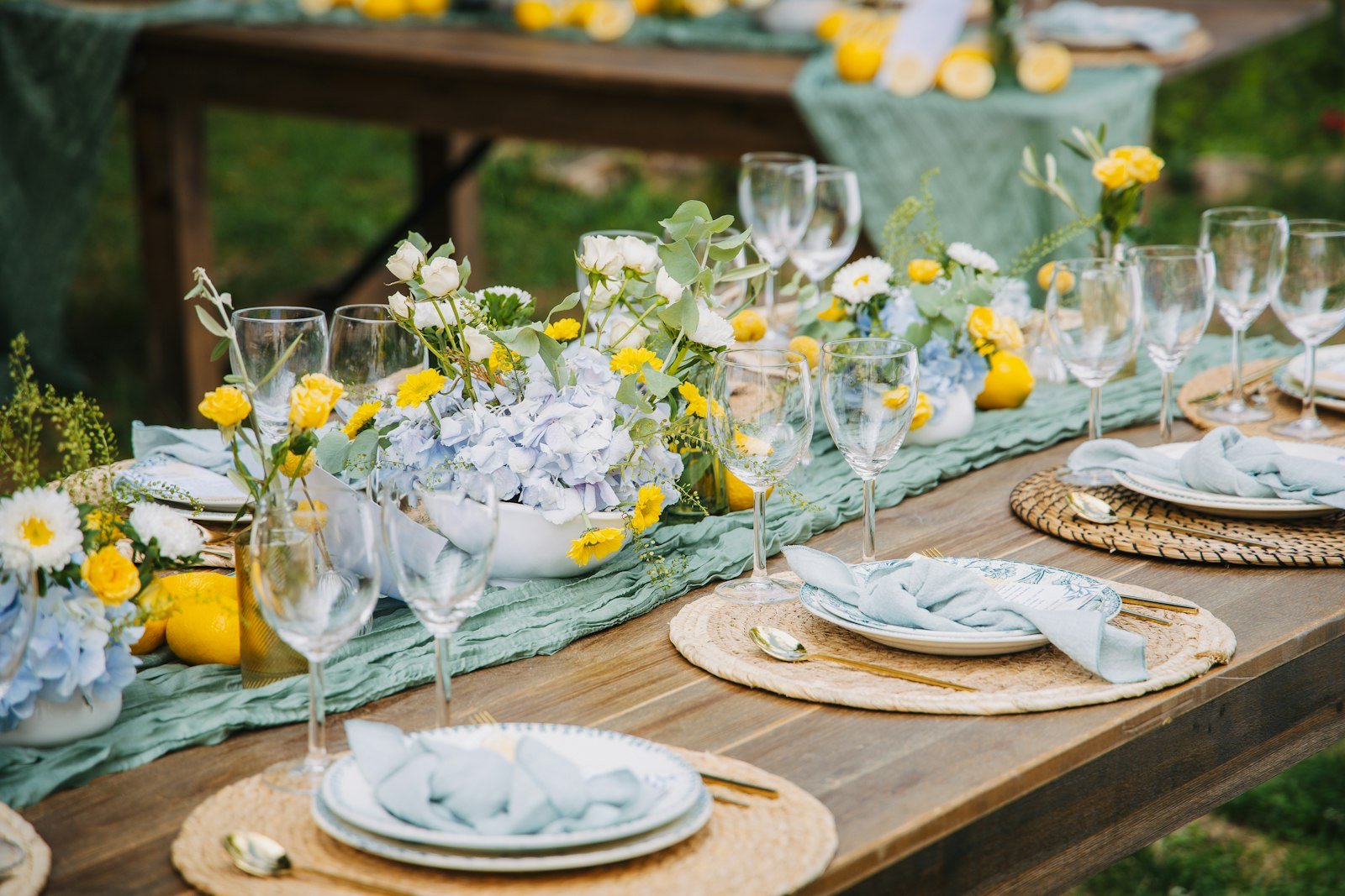 Spring table with flowers