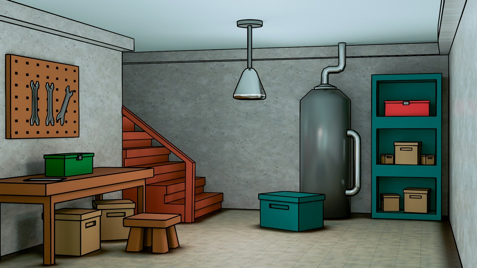 Basement utility room