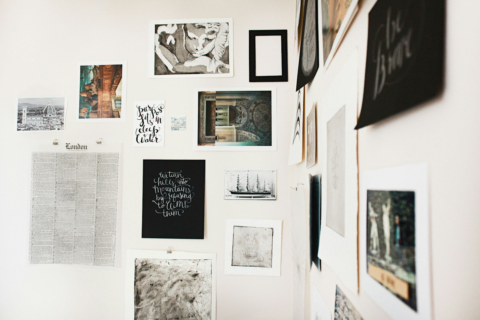 Gallery wall with framed prints