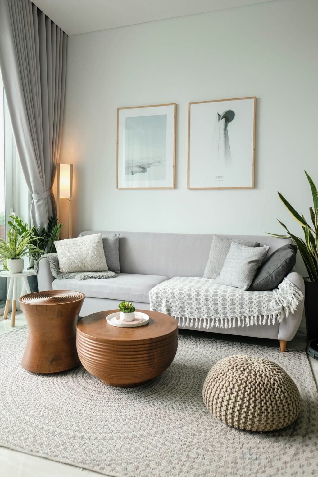 Apartment living room with a large window
