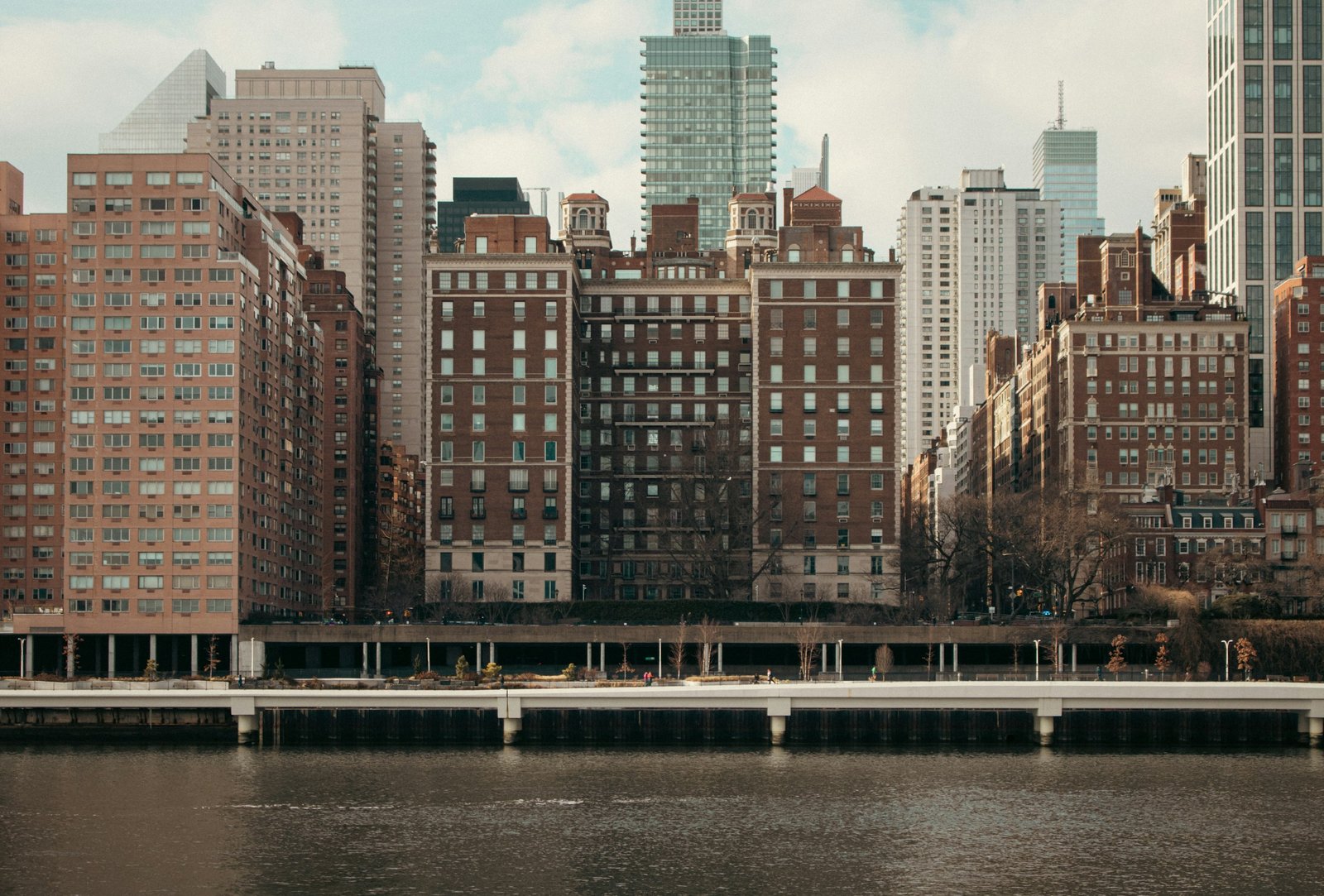 Buildings along a river in New York City