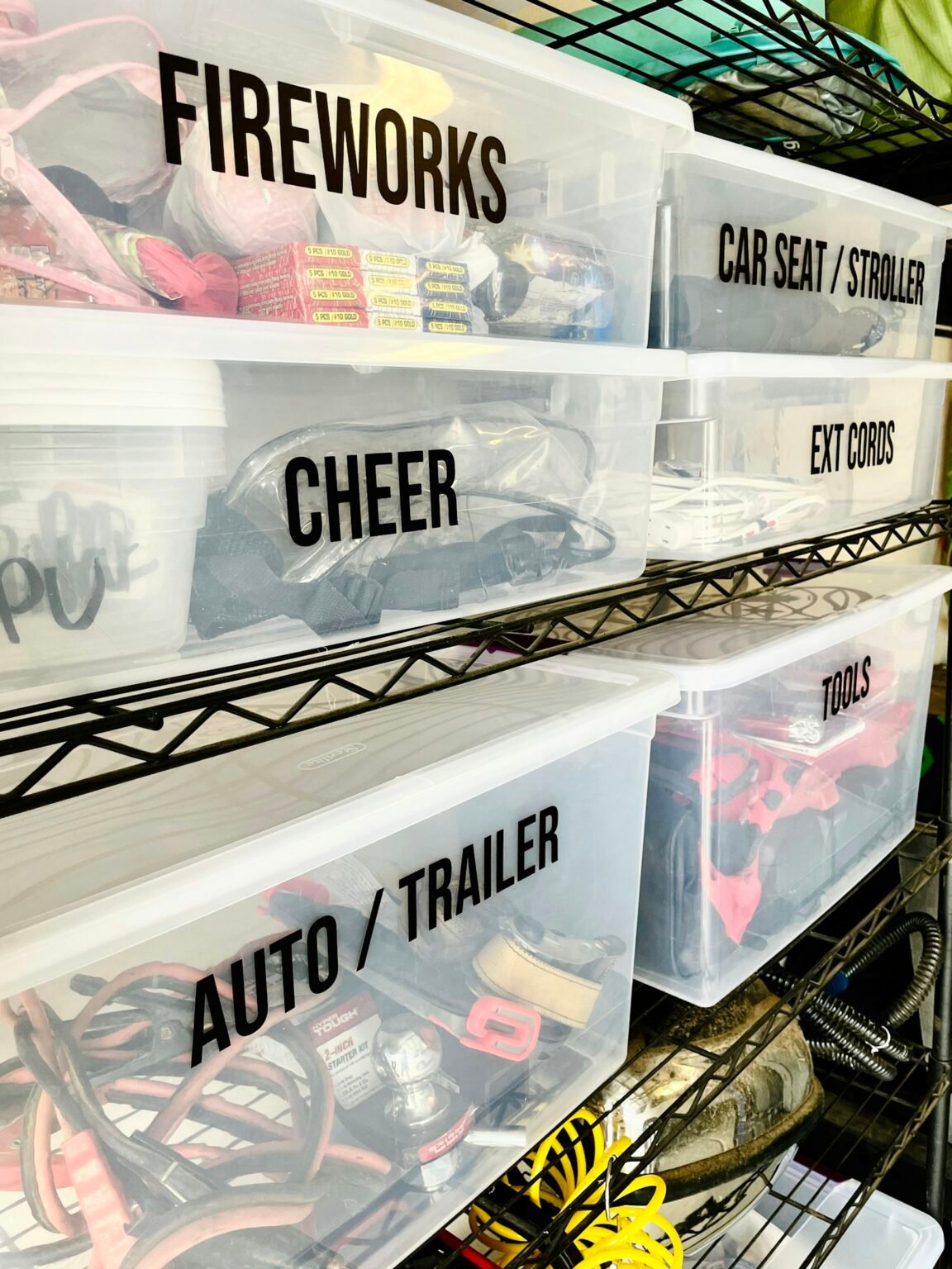 How to store an artificial Christmas tree – Clear plastic storage bins with labels