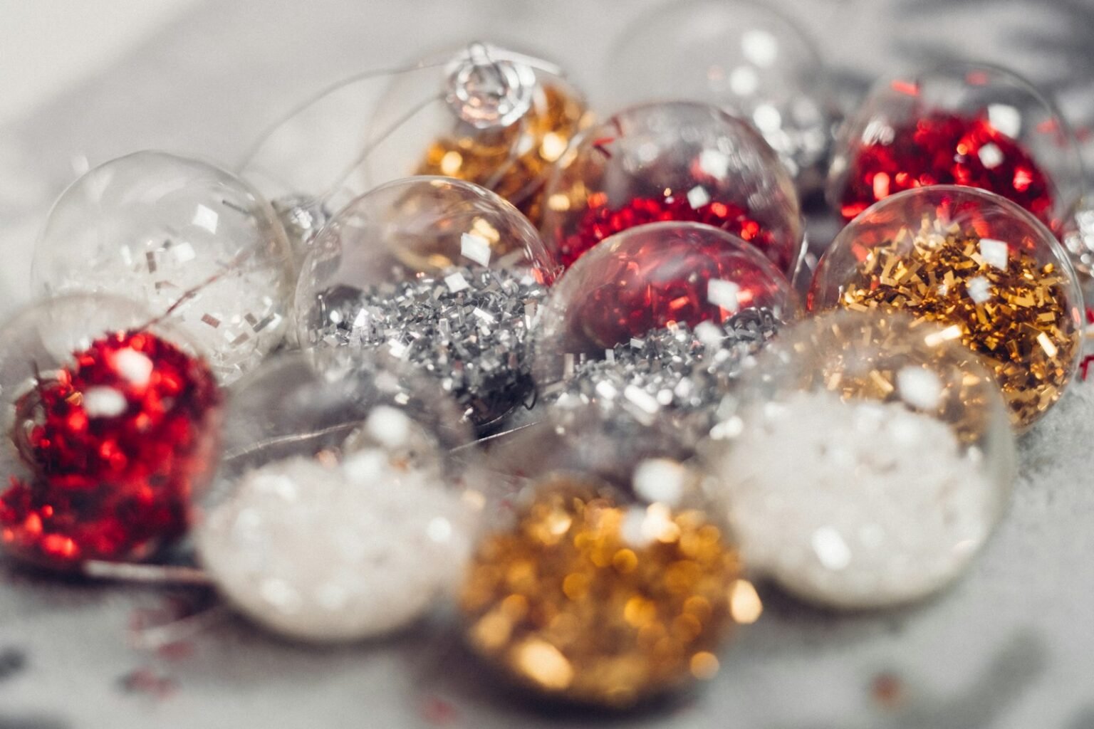 Red, gold, white and silver decorations