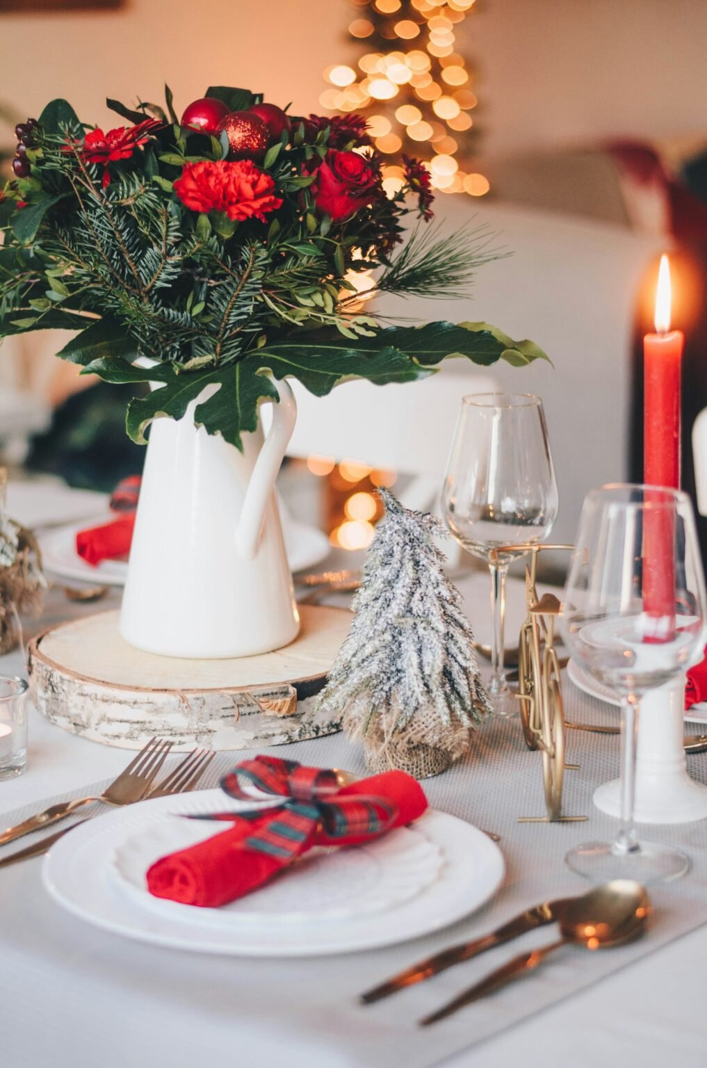 White pillar candles on a plate
