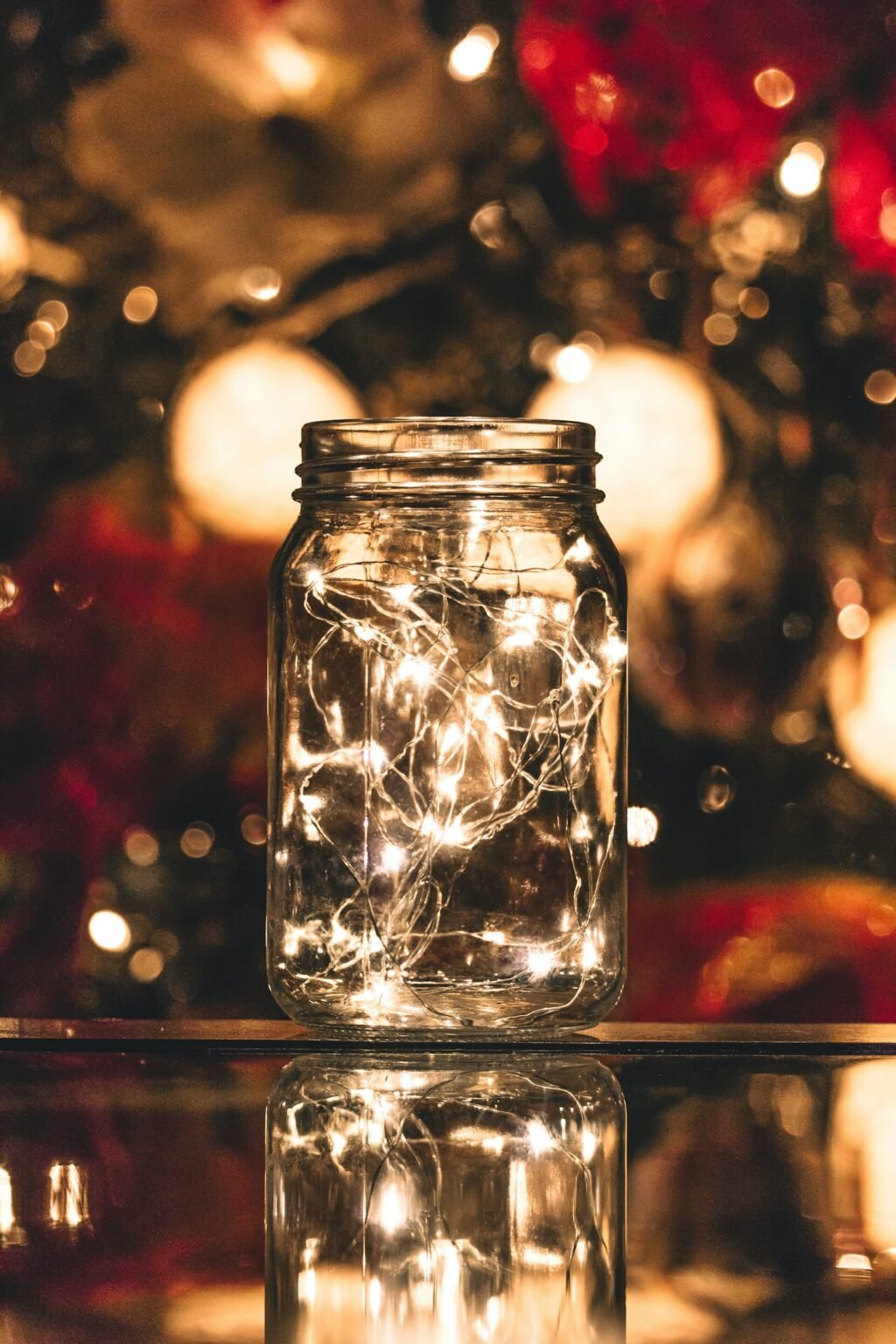 String lights in a mason jar